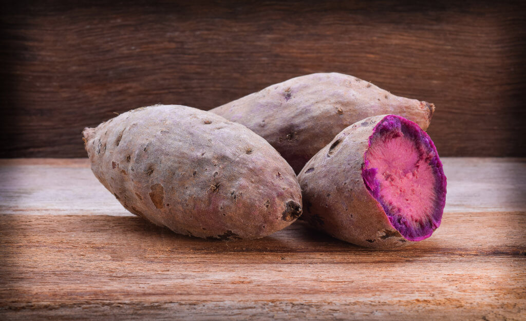 purple sweet potato on wood