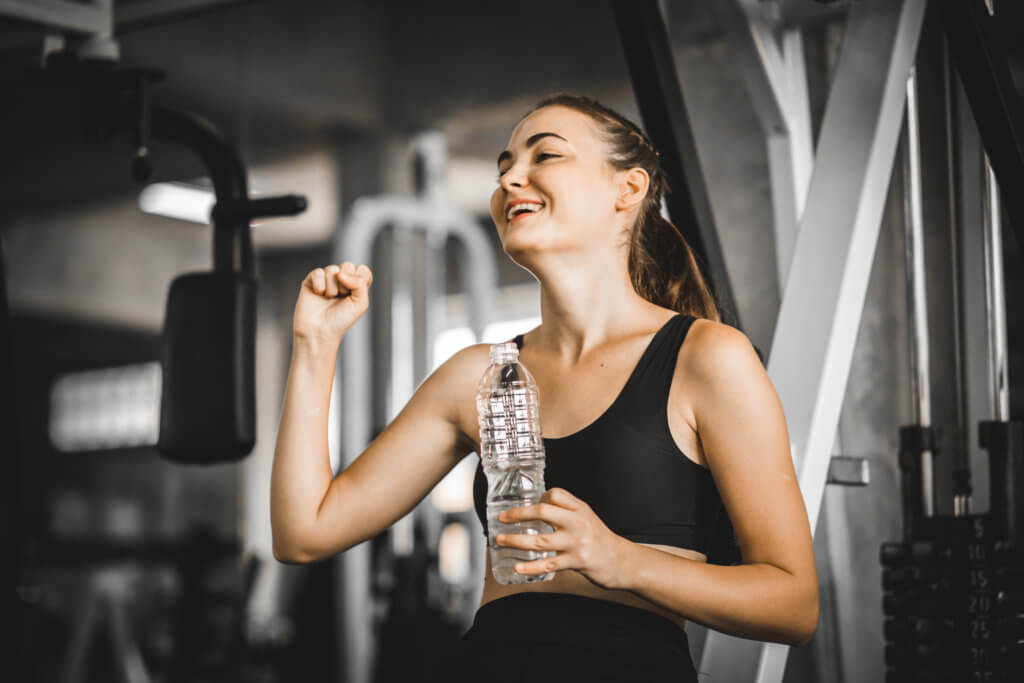 woman excited after exercising