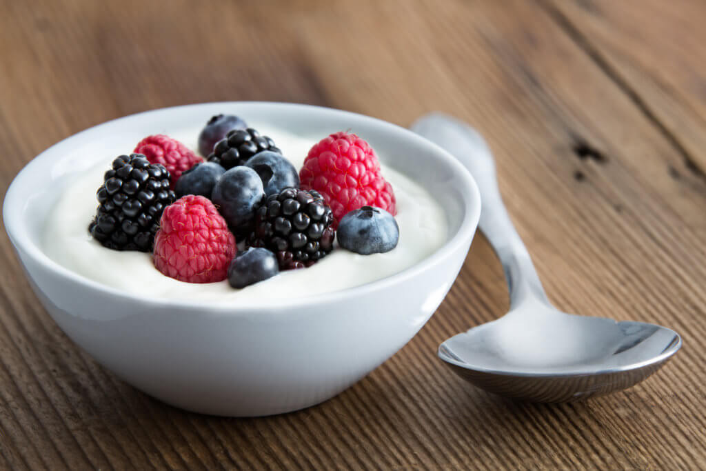 yogurt and berries for pilates