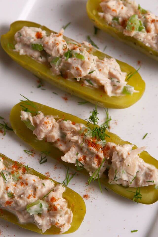paleo tuna salad pickle boats