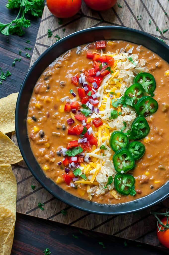 veggie lentil tortilla soup