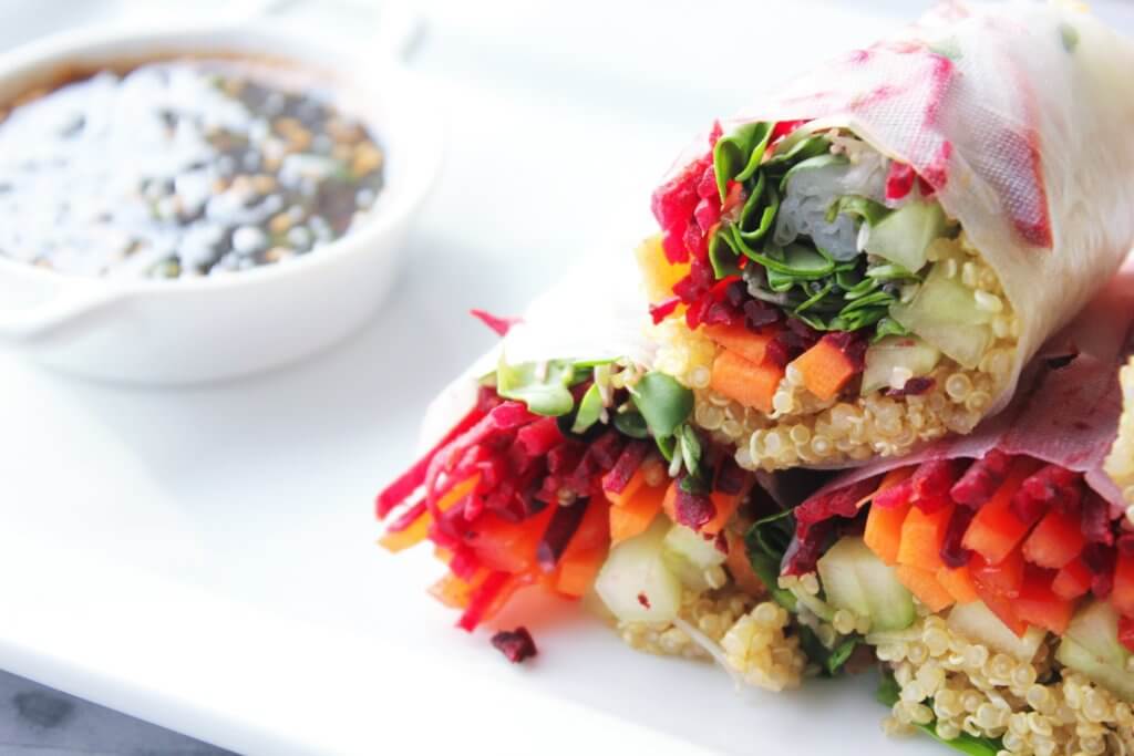 fall veggies rainbow spring rolls