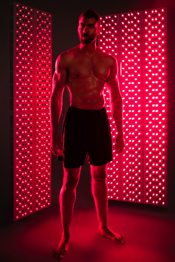 man benefiting from red light therapy