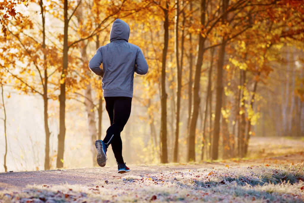 man jogging in the fall 
