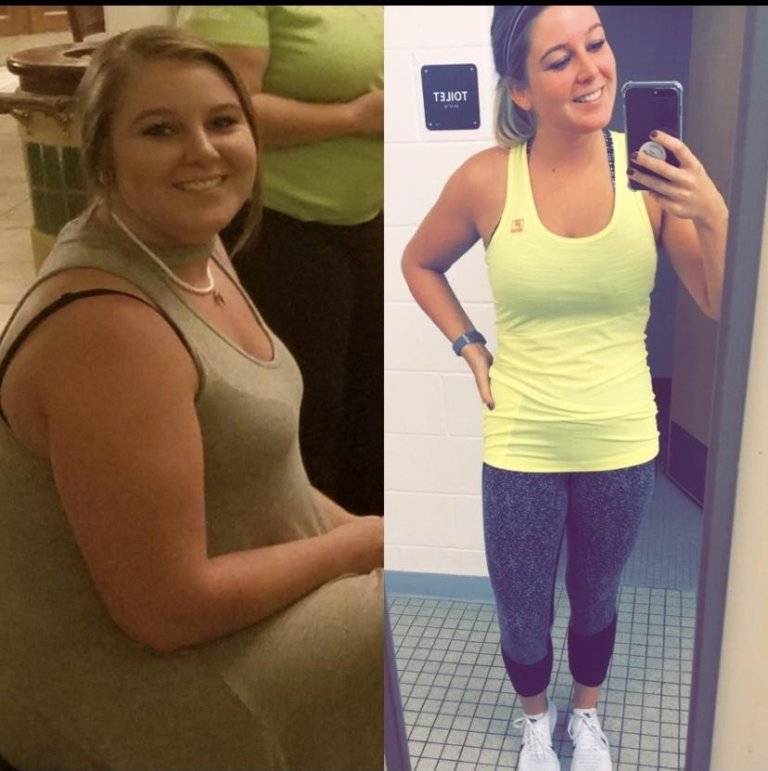 spilt image showing weight loss transition